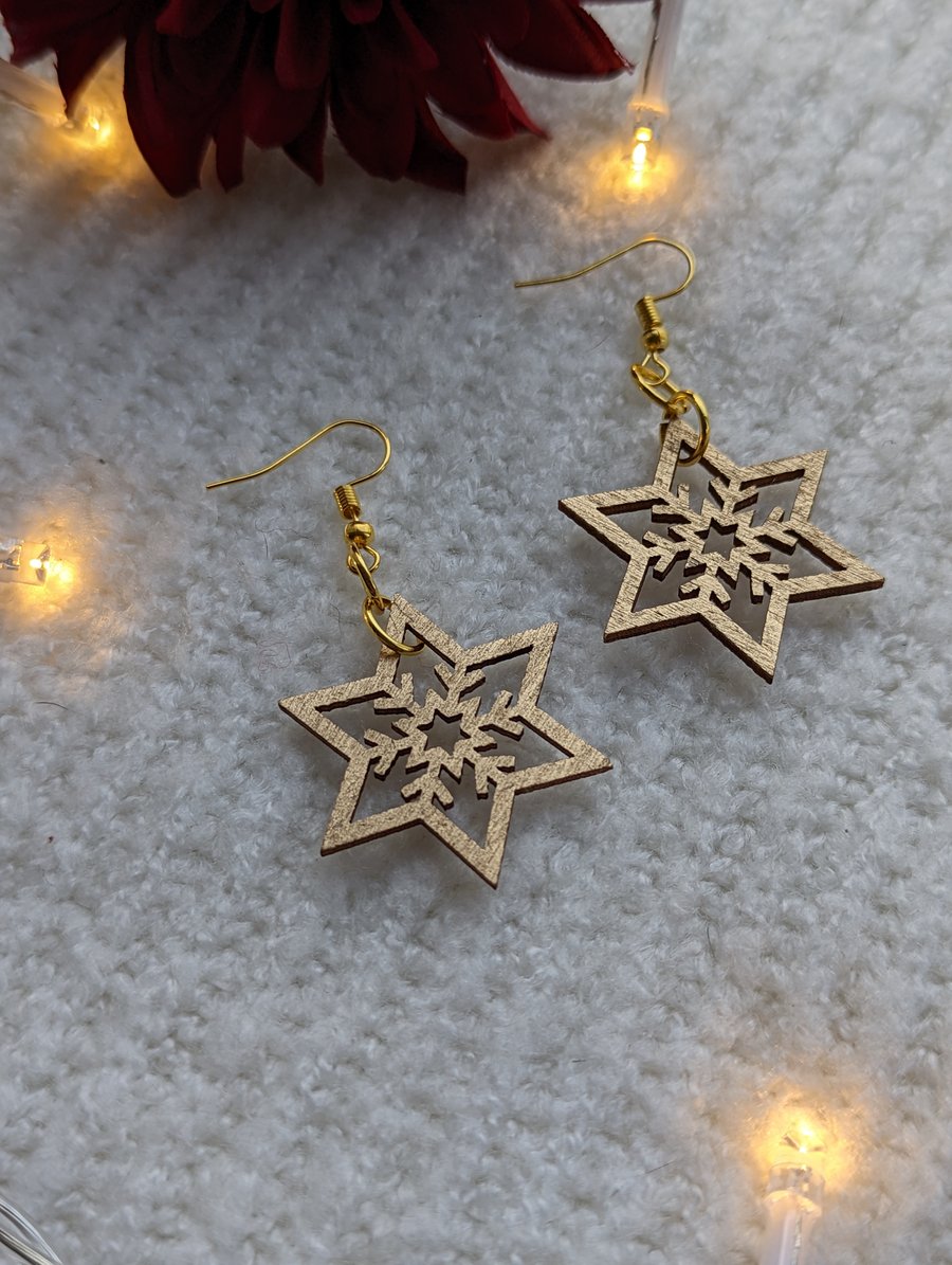 Gold Snowflake Earrings