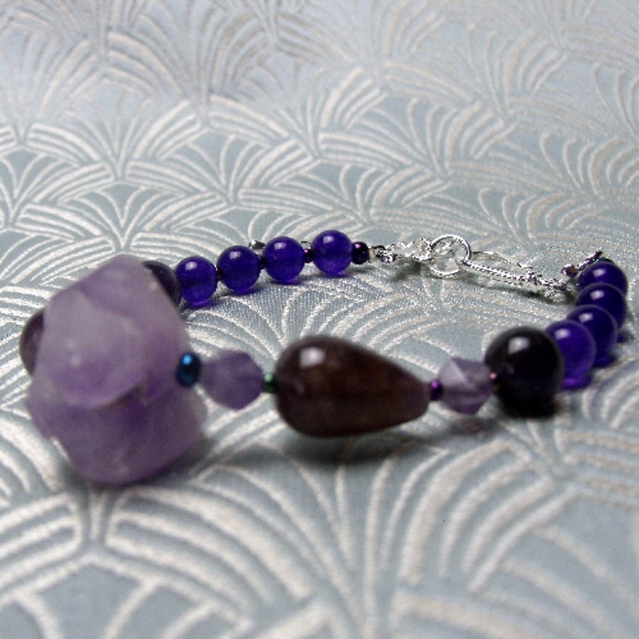 Amethyst Gemstone Bracelet, Purple Amethyst Bracelet, Purple Bracelet BB05