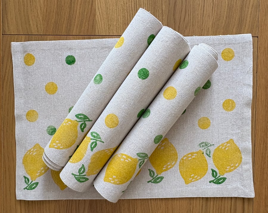 Hand Printed Lemon Placemats