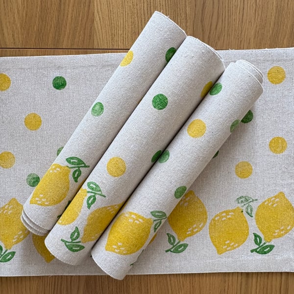 Hand Printed Lemon Placemats