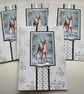  CHRISTMAS CARDS,( pack of 4, large ) Deer . Nature . Traditional. Red, gold. - Image 4