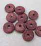 10 Medium Speckled Damson Purple Glazed Ceramic Washer Beads - Image 2