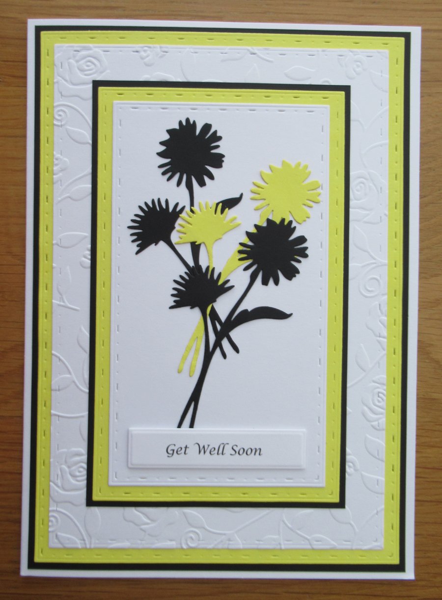 Silhouette Flowers - A5 Card - Yellow