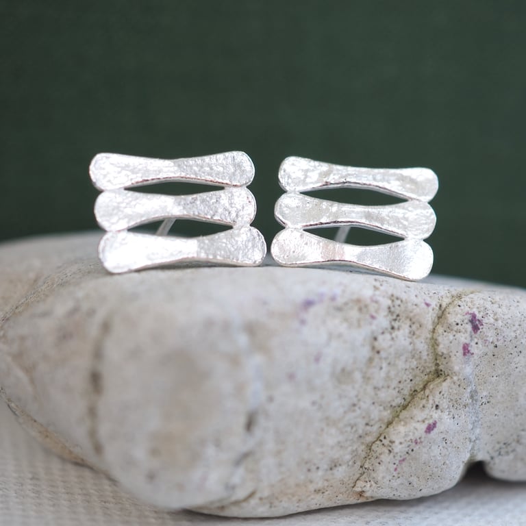 Studs, Argentium Silver Forged Stud Earrings, Handmade Silver Stud Earrings