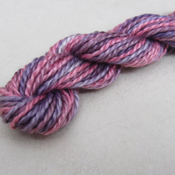15m Natural Dye Pink Purple Pure Silk Embroidery Thread 
