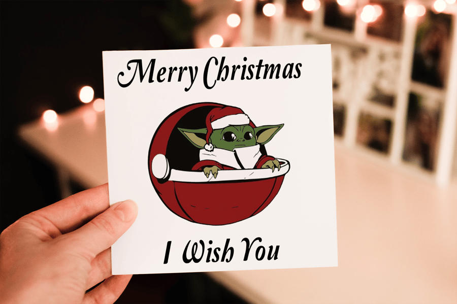 Merry Christmas I Wish You Yoda Christmas Card, Yoda Christmas Card