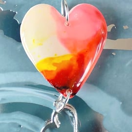 Alcohol Ink Valentine Heart Pendant