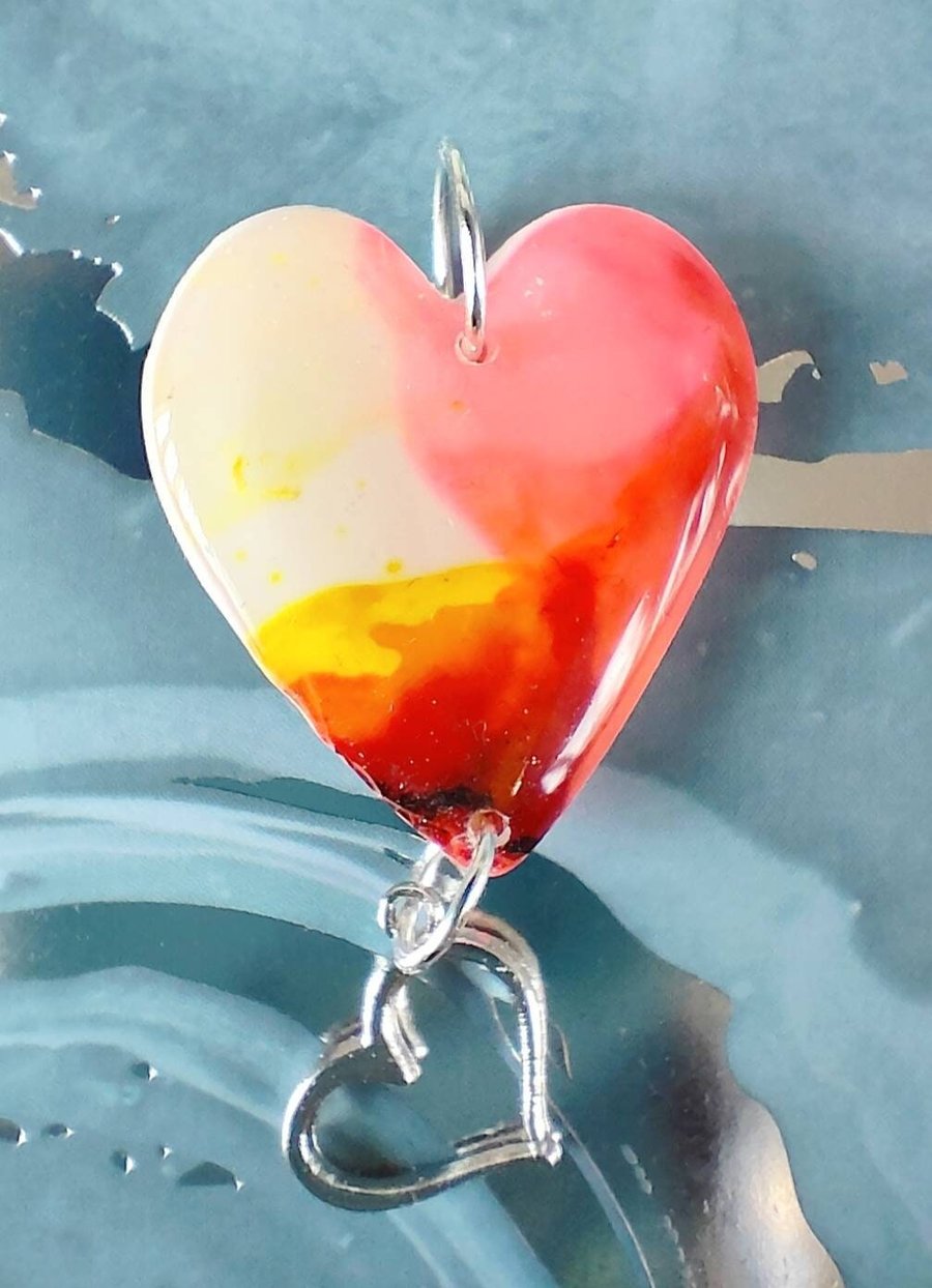 Alcohol Ink Valentine Heart Pendant