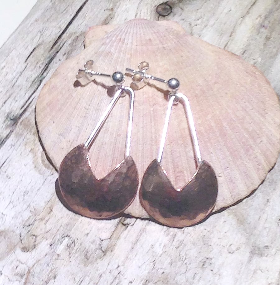  Handmade Copper and Sterling Silver Earrings - UK Free Post