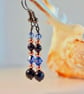 Blue Goldstone Earrings With Swarovski 'Sapphire' Crystals and Copper Beads. - Image 1