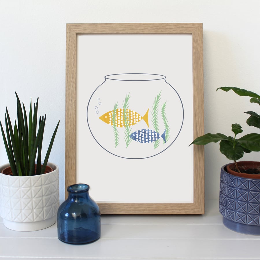 Fish Bowl A4 Art Print 