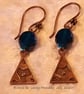 Copper Drop Earrings with Blue Beads - Image 4