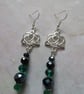 Silver Tone Celtic Triquetra Knot & Crystal Tartan Match Beaded Earrings  - Image 4