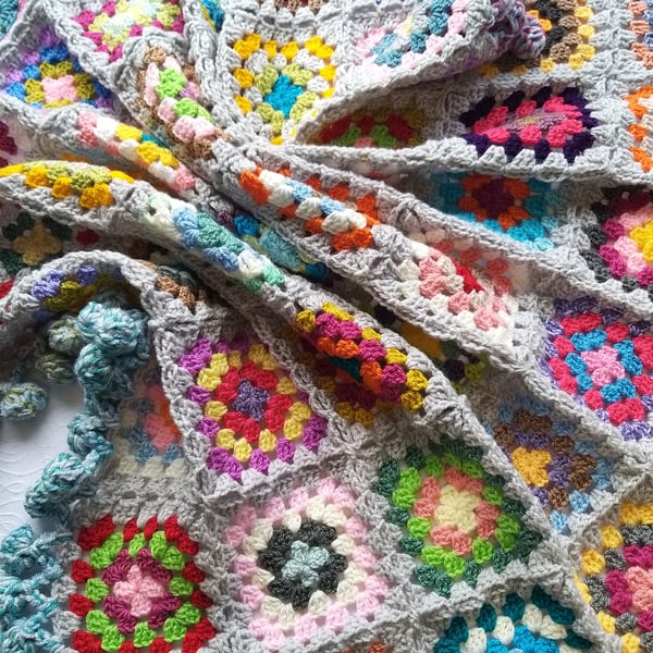 Crochet 'Happy Scrappy' Granny Square Blanket