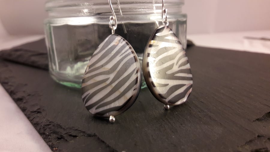 Zebra Print Shell Earrings