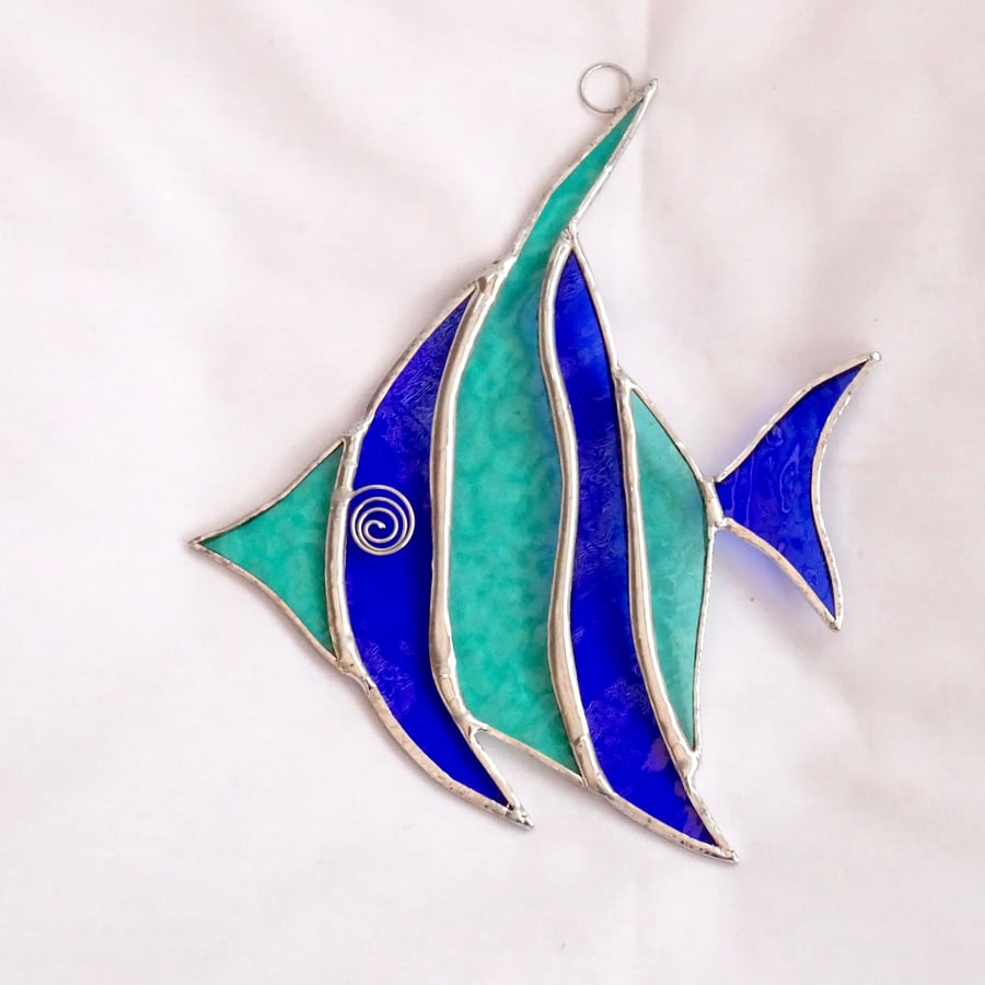 Stained Glass Angel Fish Suncatcher - Handmade Hanging Decoration