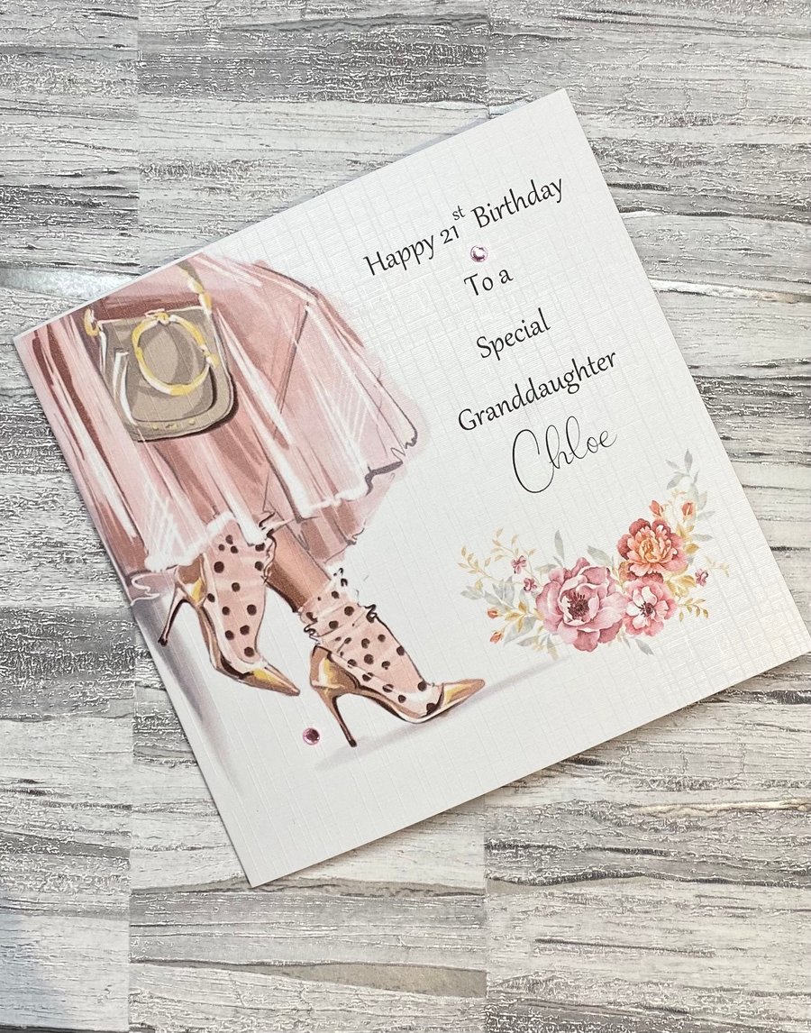 Pretty Pink Fashion Birthday Card Handmade and Personalised