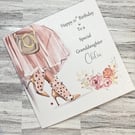 Pretty Pink Fashion Birthday Card Handmade and Personalised