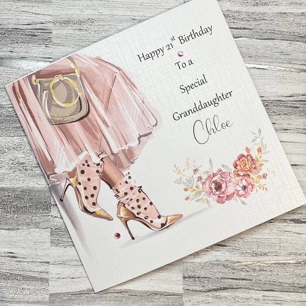 Pretty Pink Fashion Birthday Card Handmade and Personalised