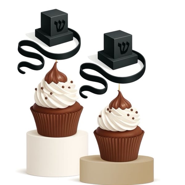Tefillin Cupcake Toppers 15pk for Bar Mitzvah Jewish Celebrations and Simchas