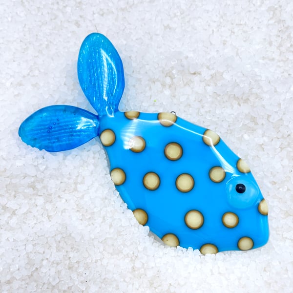 Fused Glass Spotty Fish Decoration