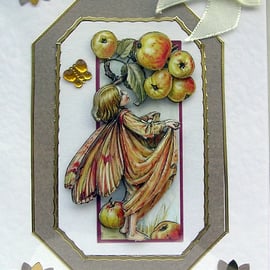 Fairy Hand Crafted 3D Decoupage Greeting Notelet Card - Blank (2548)