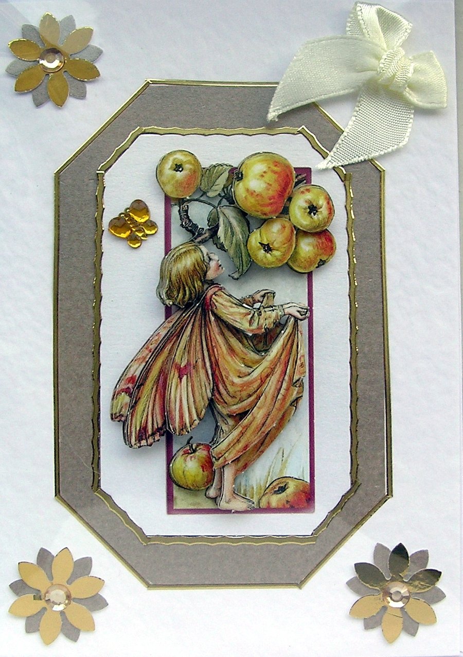 Fairy Hand Crafted 3D Decoupage Greeting Notelet Card - Blank (2548)