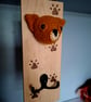 Crocheted chihuahua head on wooden board with hooks - Image 4