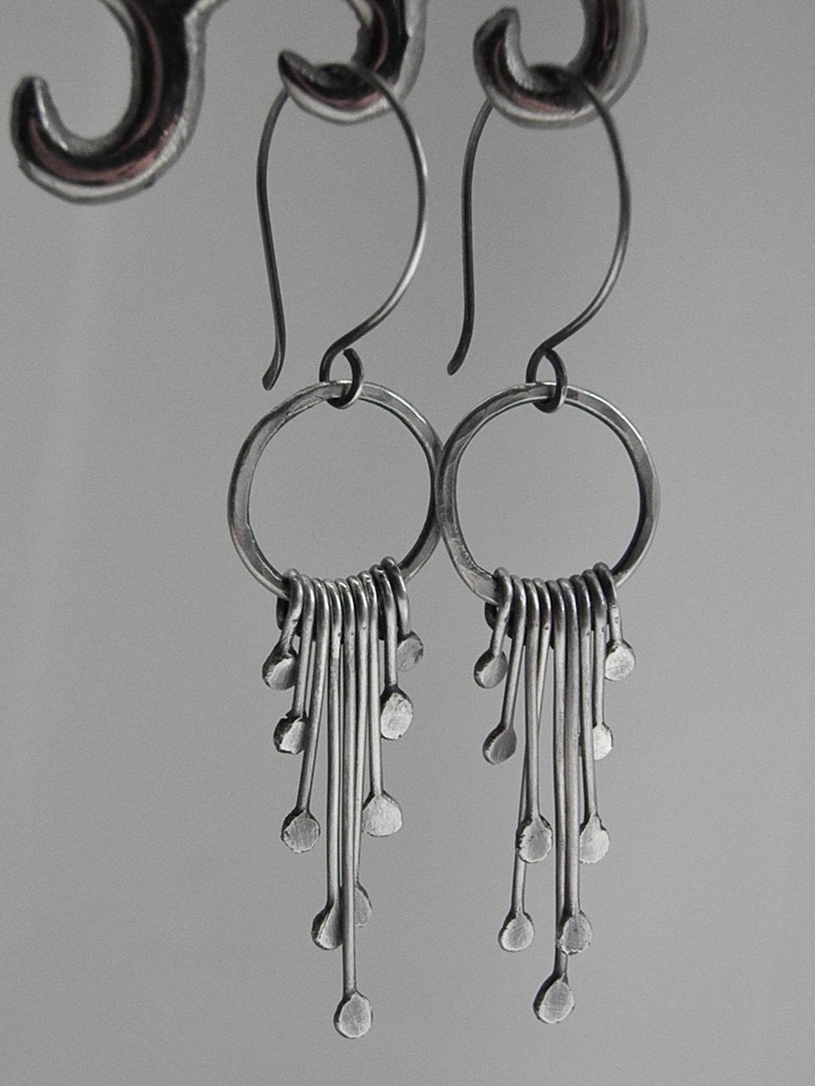 Sterling Silver Earrings Oxidised Earrings Handcrafted Earrings Long Dangle