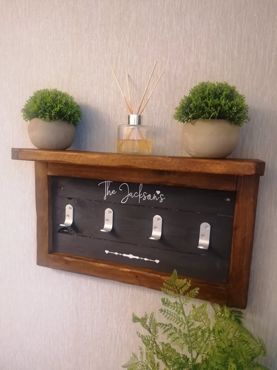 Rustic Key Holder with Deep Display Shelf &... - Folksy