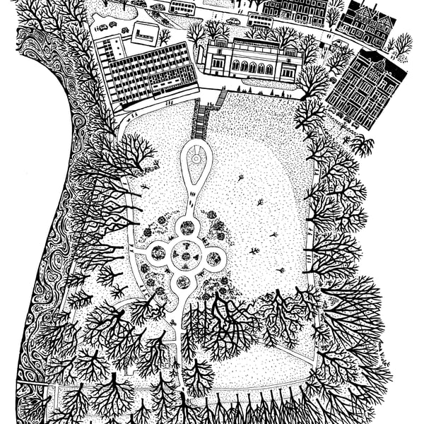 Peel Park and Salford Museum and Art Gallery, River Irwell, Salford