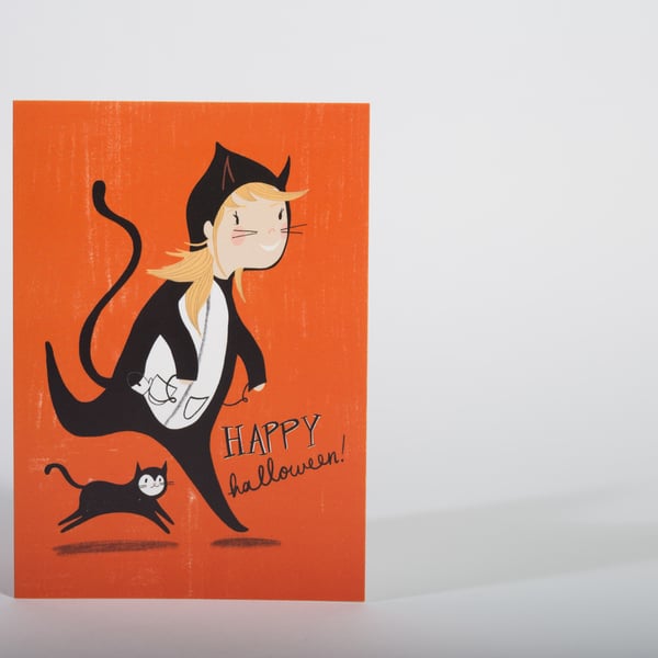 Happy Halloween Card - Black Cat