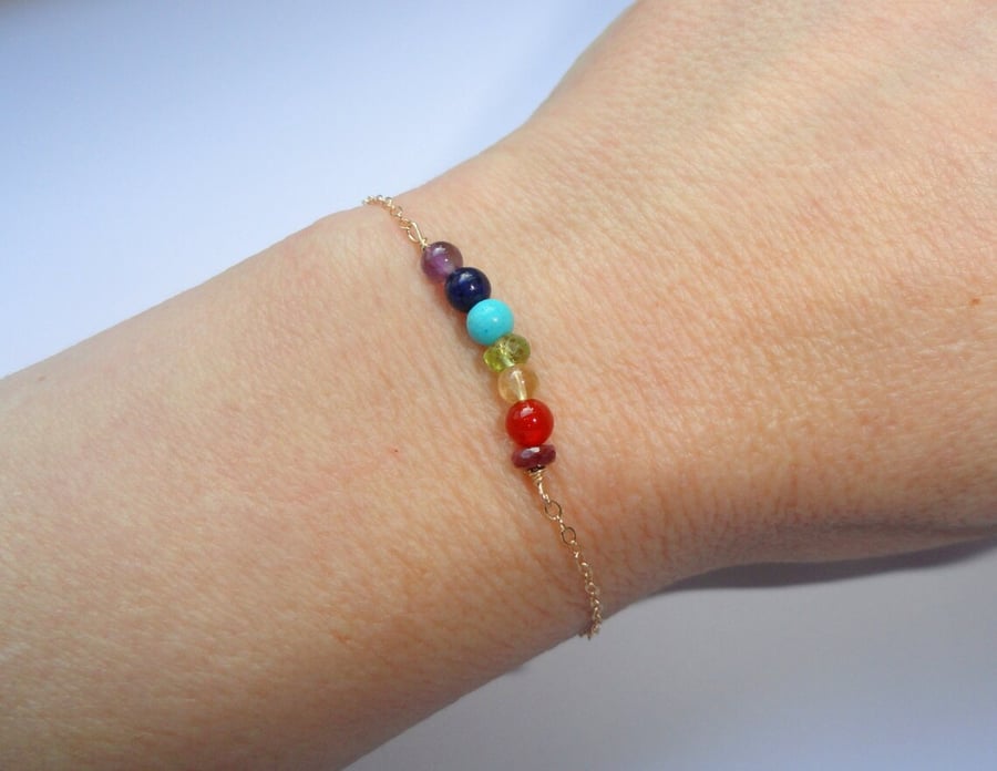 Gold chakra gemstone bracelet