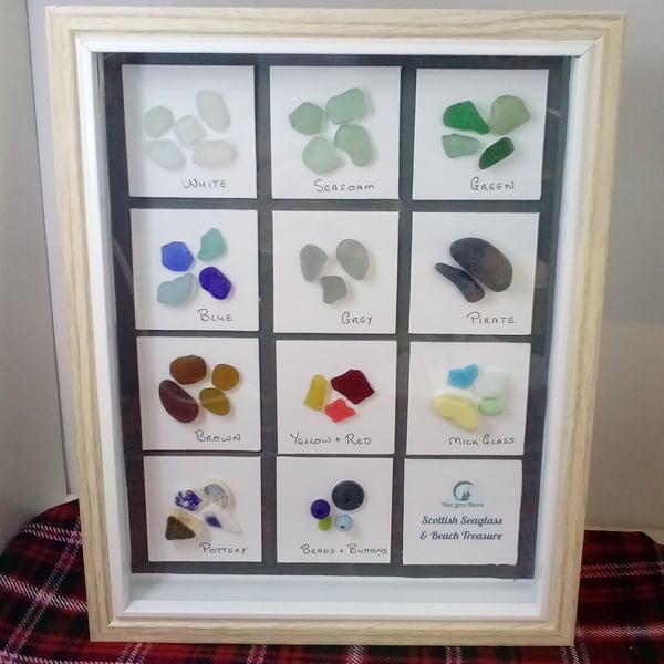 Seaglass collection, scottish sea glass collectors display box