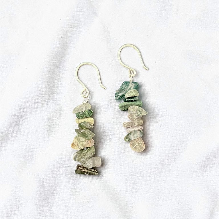 Sterling Silver Agate Stack Earrings - Gift Ideas