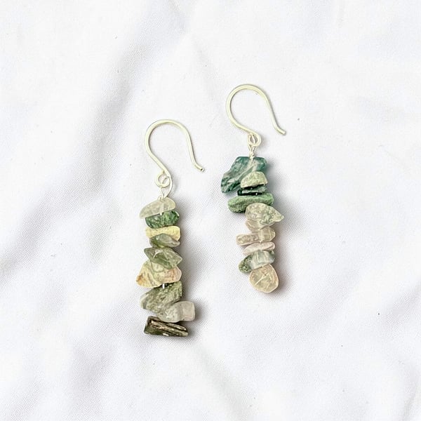 Sterling Silver Agate Stack Earrings - Gift Ideas