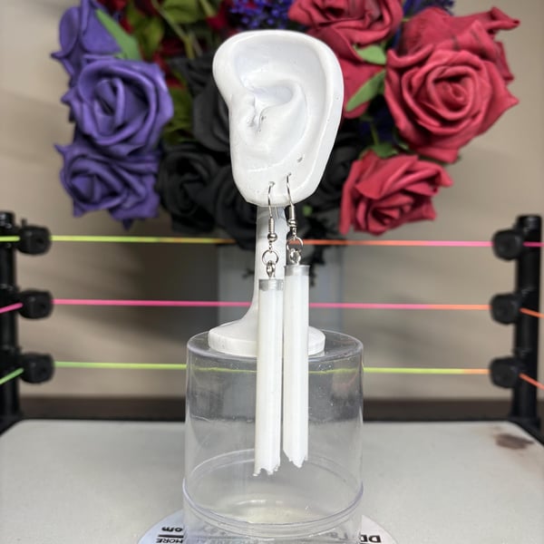 Handmade Broken Light Tube Earrings: Deathmatch Wrestling Jewellery