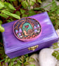 Snail at the Secret Garden gate. Wood slice trinket chest.