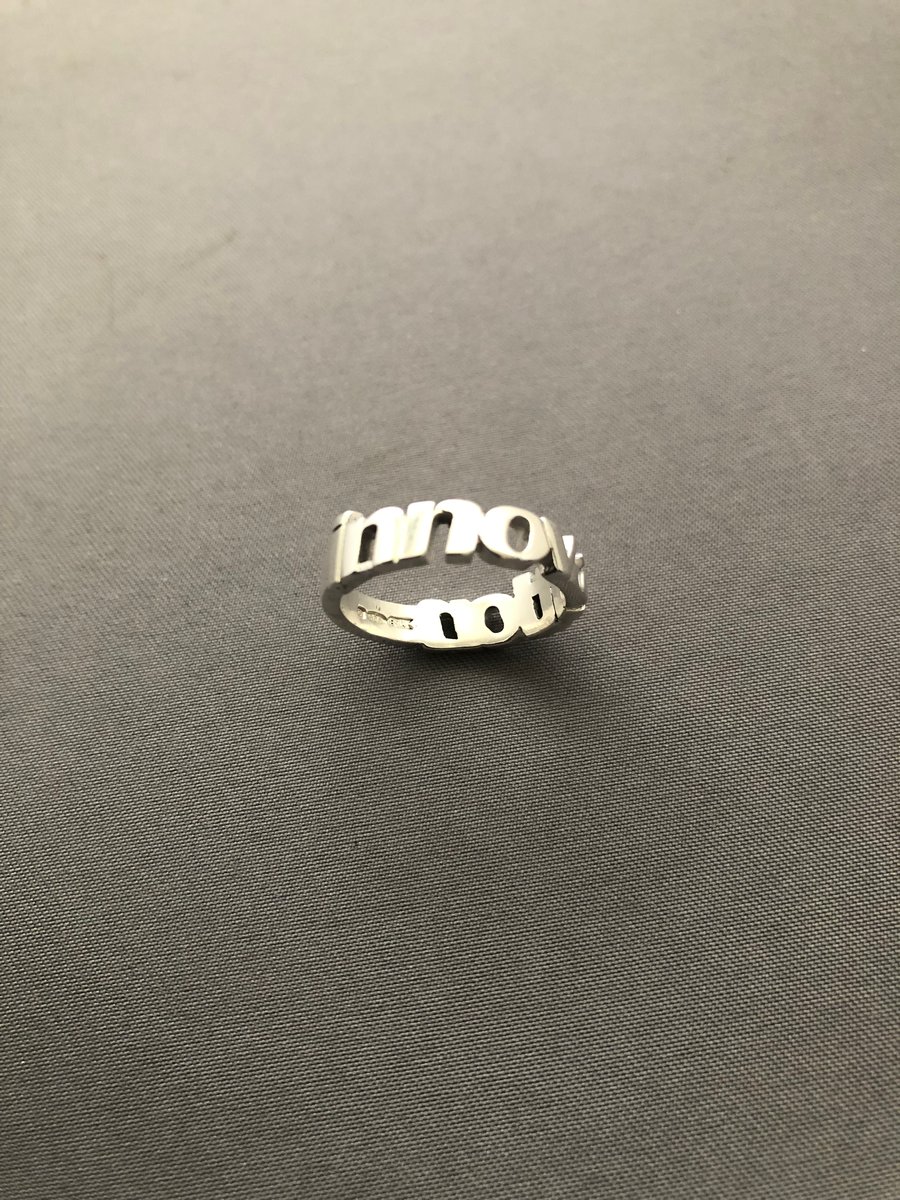 Solid silver innovation ring in lowercase 