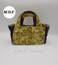 Clutch handbag,  yellow and teal velvet and purple pleated ribbon.   - Image 1