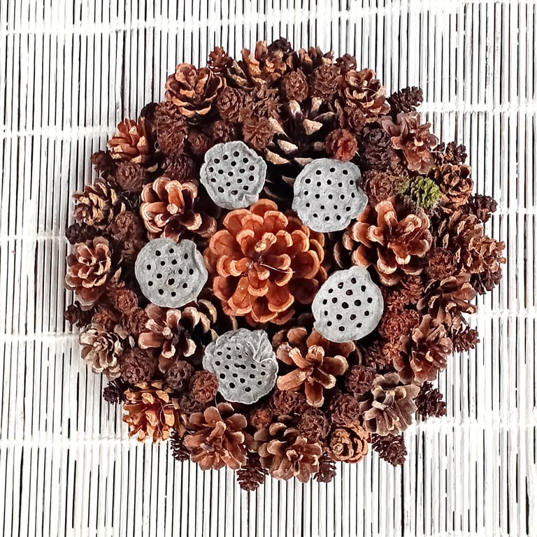 Small 'roundel' cone wreath, Christmas table, mantle piece, wall display