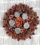 Small 'roundel' cone wreath, Christmas table, mantle piece, wall display