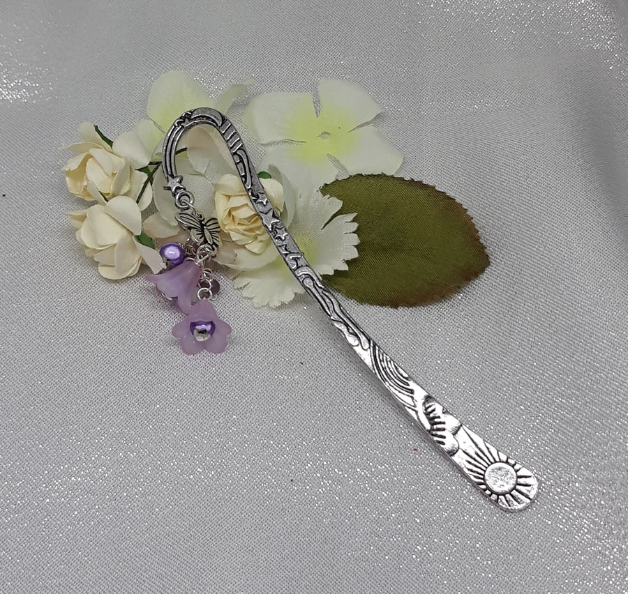 SS15 Sunshine bookmark with Purple Lucite flowers and butterfly