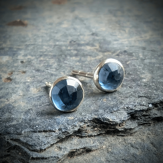 GOLD  Kyanite Stud Earrings, Handmade Urban Jewellery Design 