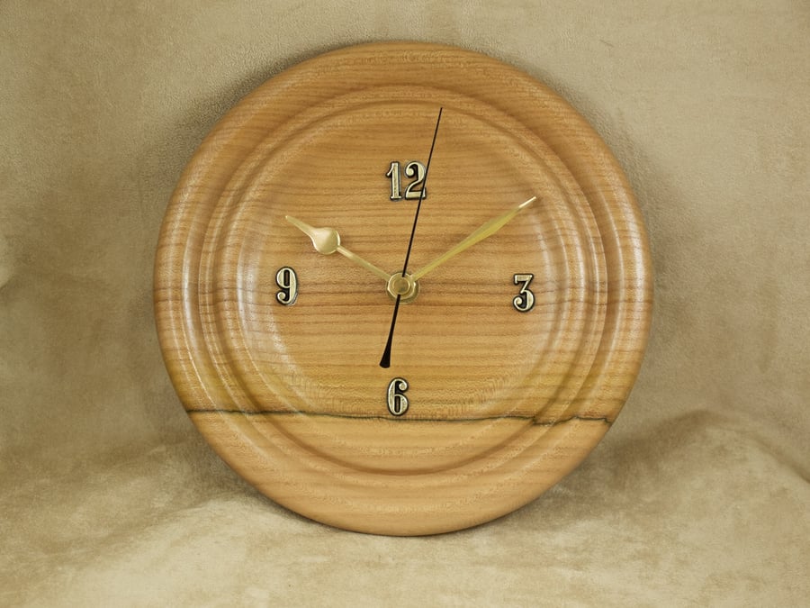 Hand crafted elm wood wall clock. PR 009.