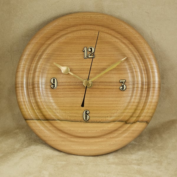 Hand crafted elm wood wall clock. PR 009.