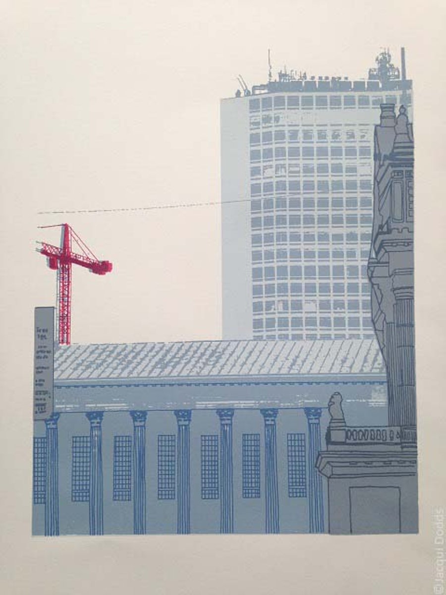 'Town Hall, Alpha Tower, Birmingham'  screenprint, free UK shipping