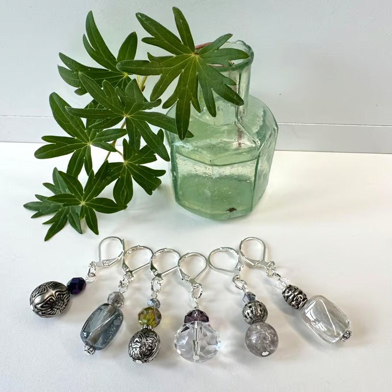 Set of 6 recycled vintage knitting and crochet stitch markers