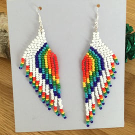 Beaded Rainbow Fringe Earrings