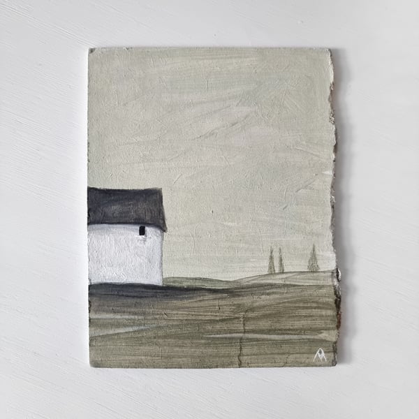 Cottage House Art - Small Original Acrylic Painting